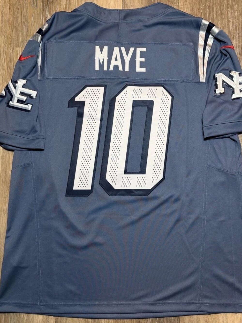 Drake Maye Stitched Storm Blue Jersey Vapor